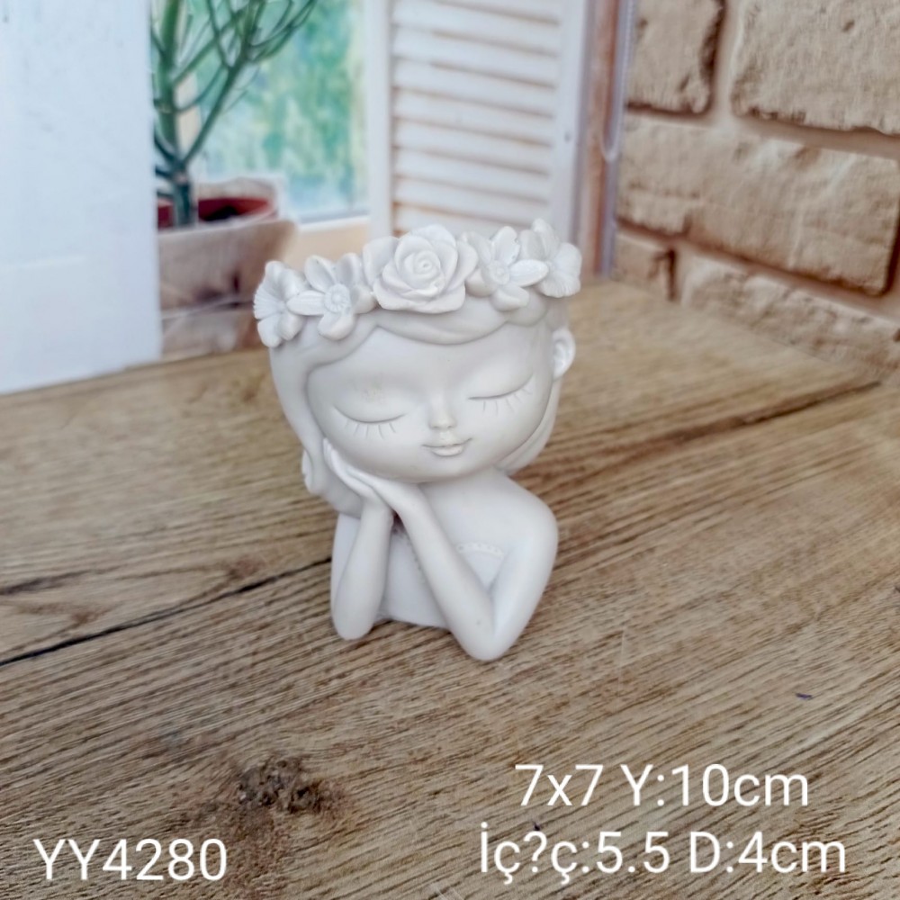 YY4280 Çiçek Taçlı Kız Sukulent Saksı Silikon Kalıp • El Yapımı Saksı Tasarımları için Hediye Seçeneği! YY4280 Çiçek Taçlı Kız Sukulent Saksı Silikon Kalıp • El Yapımı Saksı Tasarımları için Hediye Seçeneği!