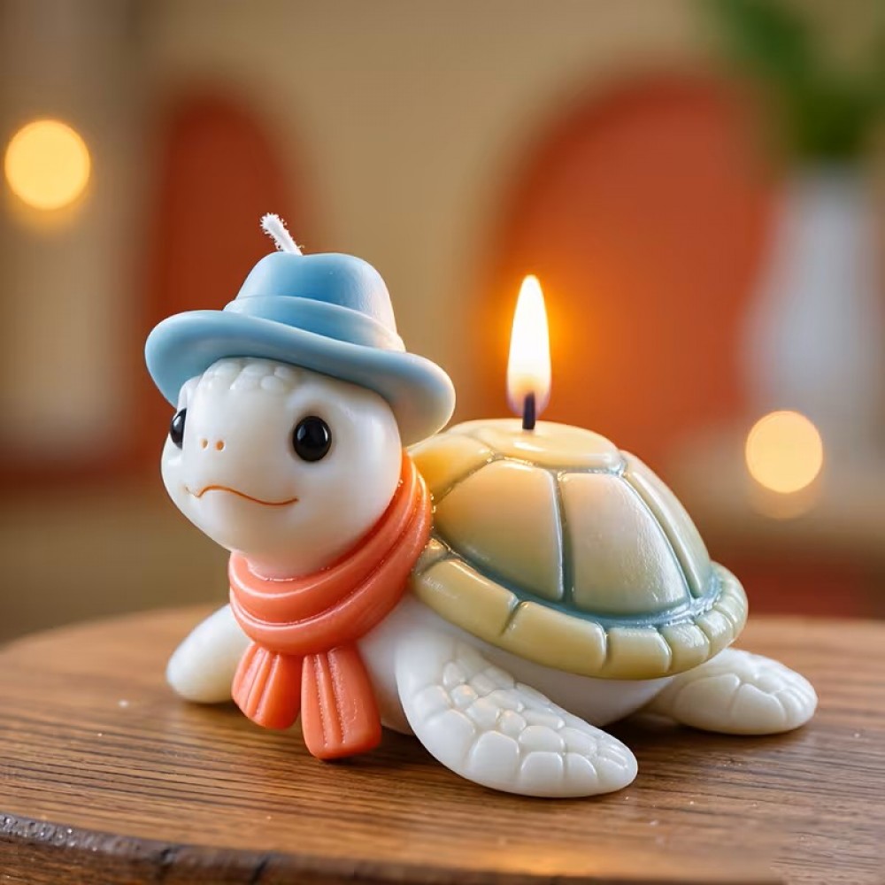 YY6280 Şapkalı Kaplumbağa Mum Biblo Silikon Kalıp