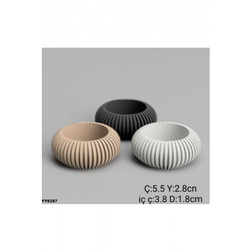 YY6287 Modern Çizgili Yassı Mumluk Saksı Silikon Kalıp