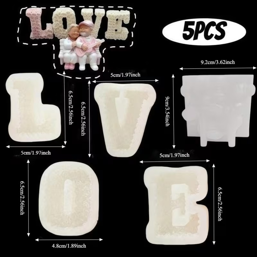 YY6308 Love Yazılı Yaşlı Çift Biblo Mum Silikon Kalıp YY6308 Love Yazılı Yaşlı Çift Biblo Mum Silikon Kalıp