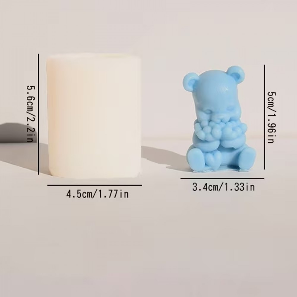 YY6310 Kalp Kucaklayan Ayıcık Biblo Mum Silikon Kalıp YY6310 Kalp Kucaklayan Ayıcık Biblo Mum Silikon Kalıp