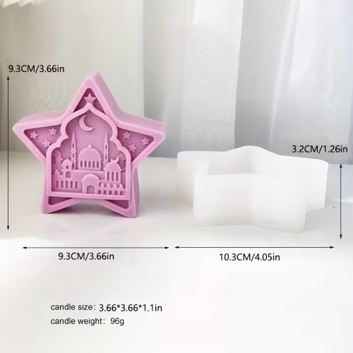 YY6315 Ramazan Temalı Yıldız Modelli Mumluk Silikon Kalıp