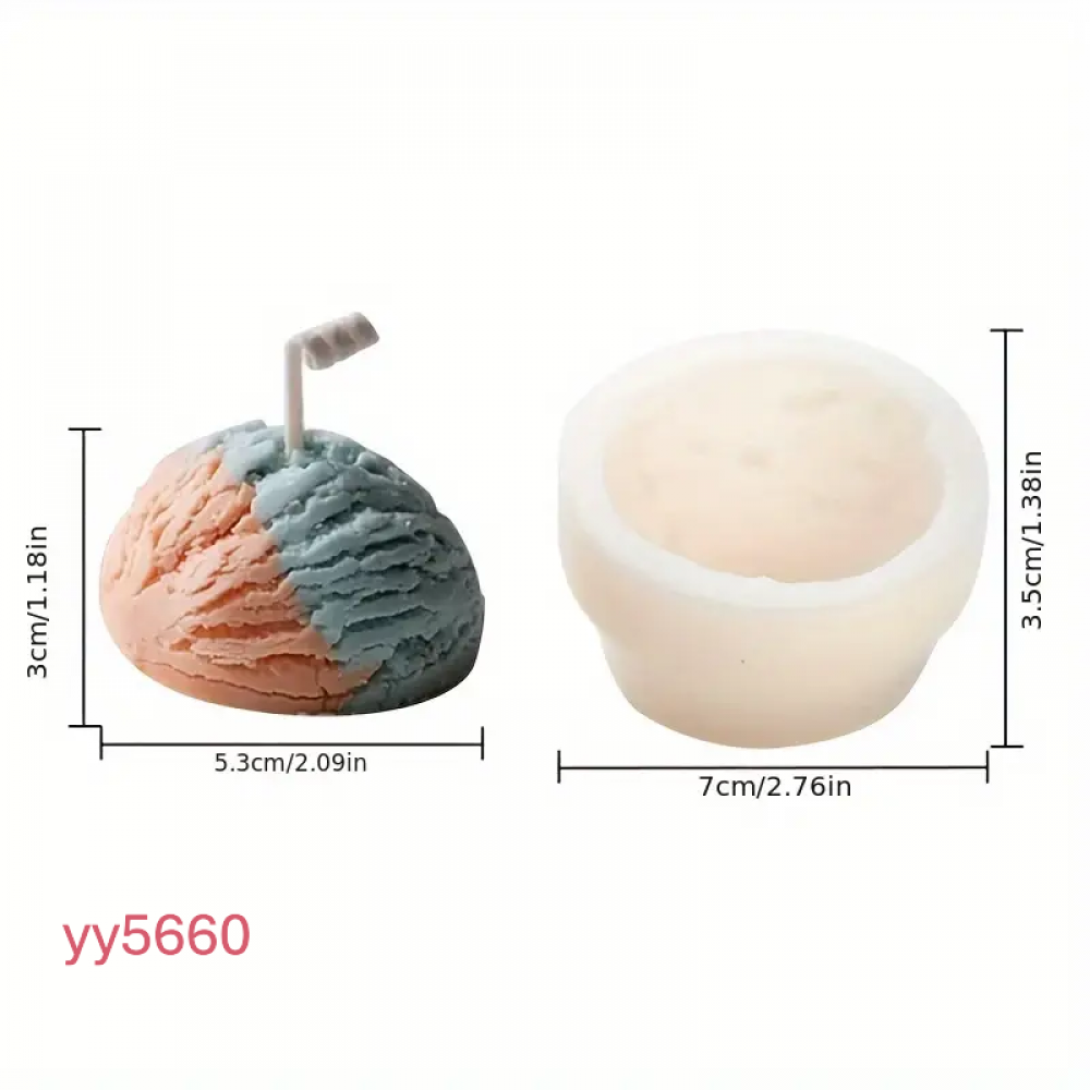 YY5660 Dondurma Topu Mum Silikon Kalıp • El Yapımı Renkli Mum ve Özel Günler için Hediye Seçeneği!