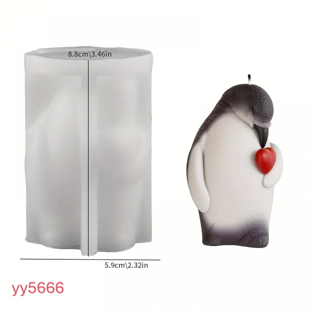 YY5666 Penguen Figürlü Mum Biblo Silikon Kalıp - Sevimli ve Yaratıcı Dekoratif Mum Kalıbı, Şık Hediye Seçeneği!
