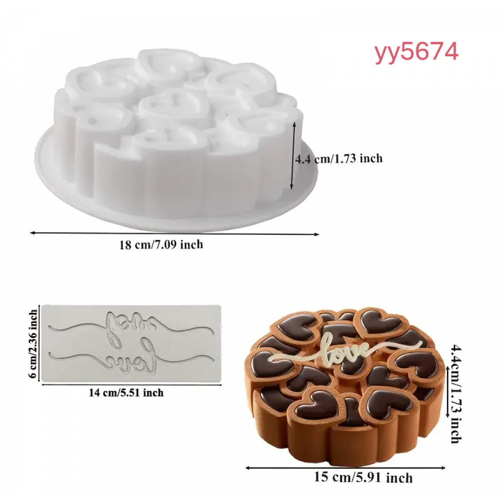 YY5674 Kalp Temalı Silikon Kalıp - Renkli Kalp Figürlü Mum Kalıbı, Yaratıcı ve Şık Dekoratif Hediye Seçeneği!