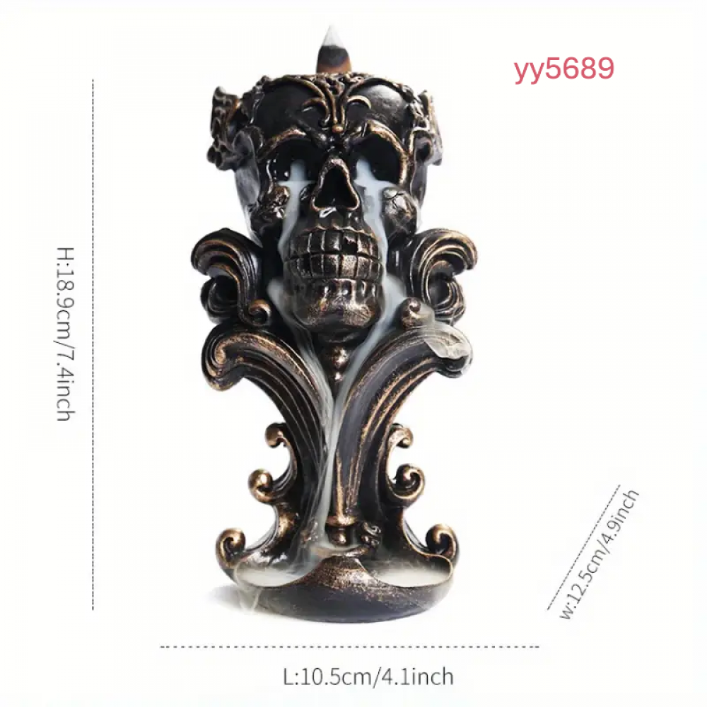 YY5689 Gotik Tasarım Kafatası Tütsülük - Geri Akış Silikon Kalıp, Gotik ve Yaratıcı Hediye Seçeneği!
