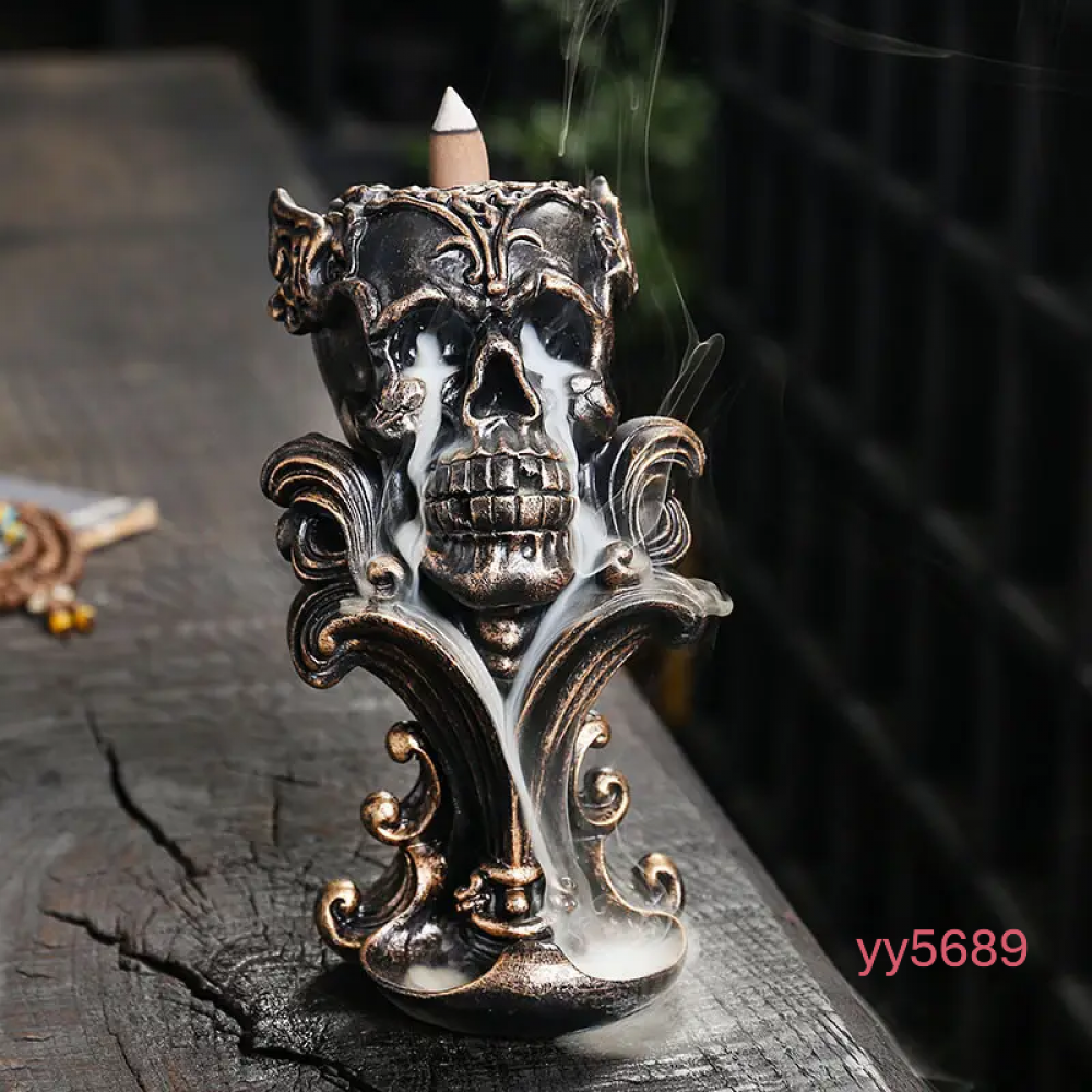 YY5689 Gotik Tasarım Kafatası Tütsülük - Geri Akış Silikon Kalıp, Gotik ve Yaratıcı Hediye Seçeneği!