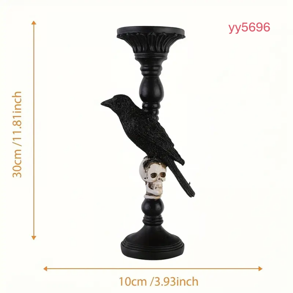 YY5696 Gotik Tasarım Kuş ve Kafatası Şamdan Silikon Kalıp - Siyah Dekoratif Şamdan, Gotik ve Yaratıcı Hediye Seçeneği!
