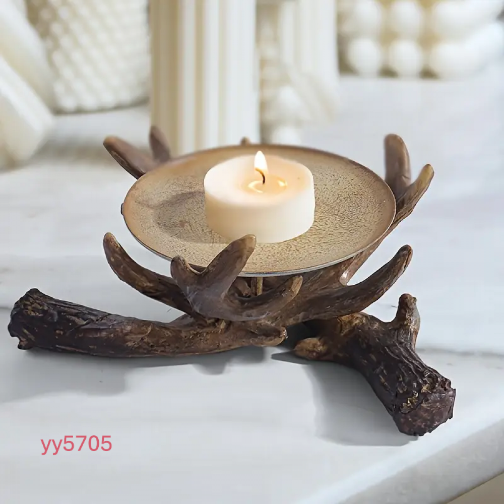 YY5705 Doğal Antler Tasarımlı Mumluk Silikon Kalıp - Şık ve Rustik Dekoratif Figür, Yaratıcı Hediye Seçeneği!