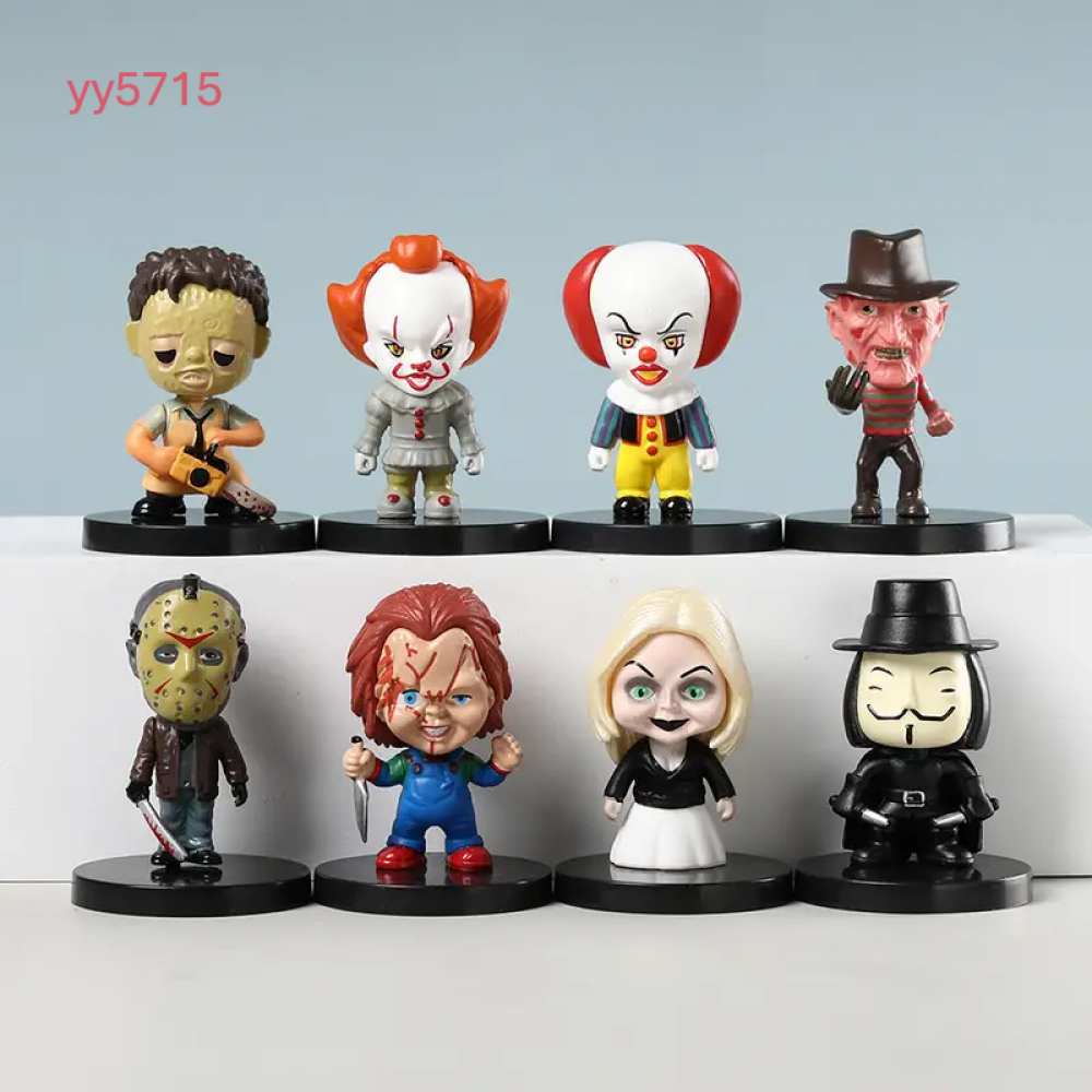  YY5715 Korku Filmleri Figürleri Mini Seti Silikon Kalıp - Jason, Chucky, Pennywise ve Daha Fazlası, Koleksiyonluk Hediye Seçeneği!