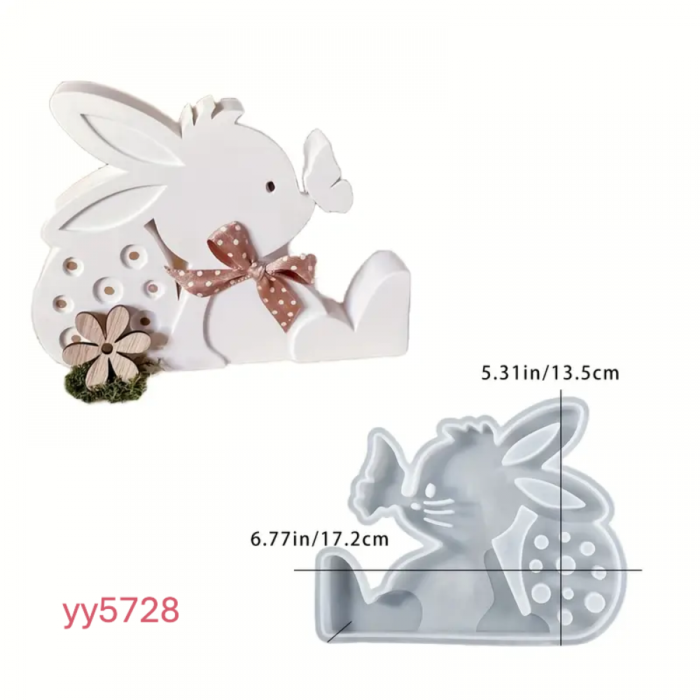  YY5728 Tavşan Figürlü Dekor Silikon Kalıp • El Yapımı Bahar Temalı Biblo ve Özel Günler için Hediye Seçeneği!