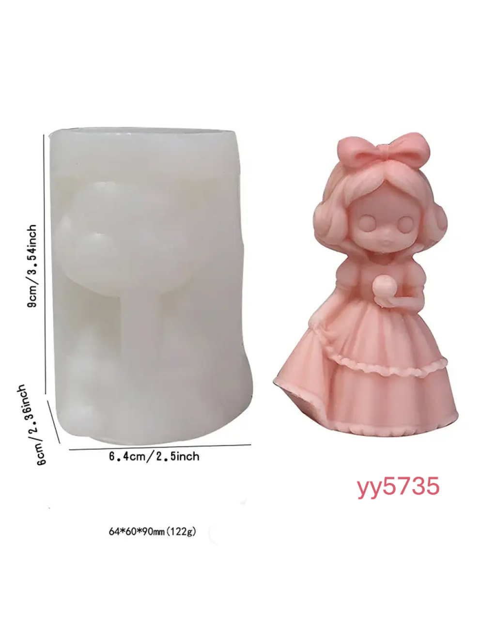  YY5735 Fiyonklu Kız Figürü Silikon Kalıp • El Yapımı Biblo ve Mum Kalıbı • Zarif ve Sevimli Dekoratif Tasarım