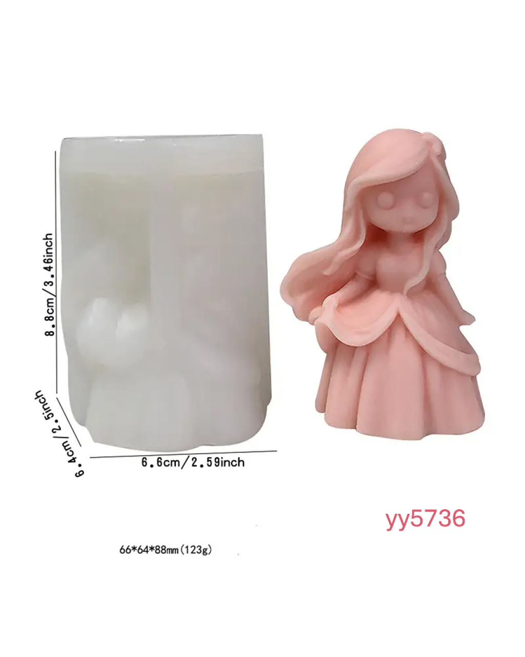  YY5736 Dalgalı Saçlı Prenses Figürü Silikon Kalıp • El Yapımı Biblo ve Mum Kalıbı • Zarif ve Romantik Dekoratif Tasarım!