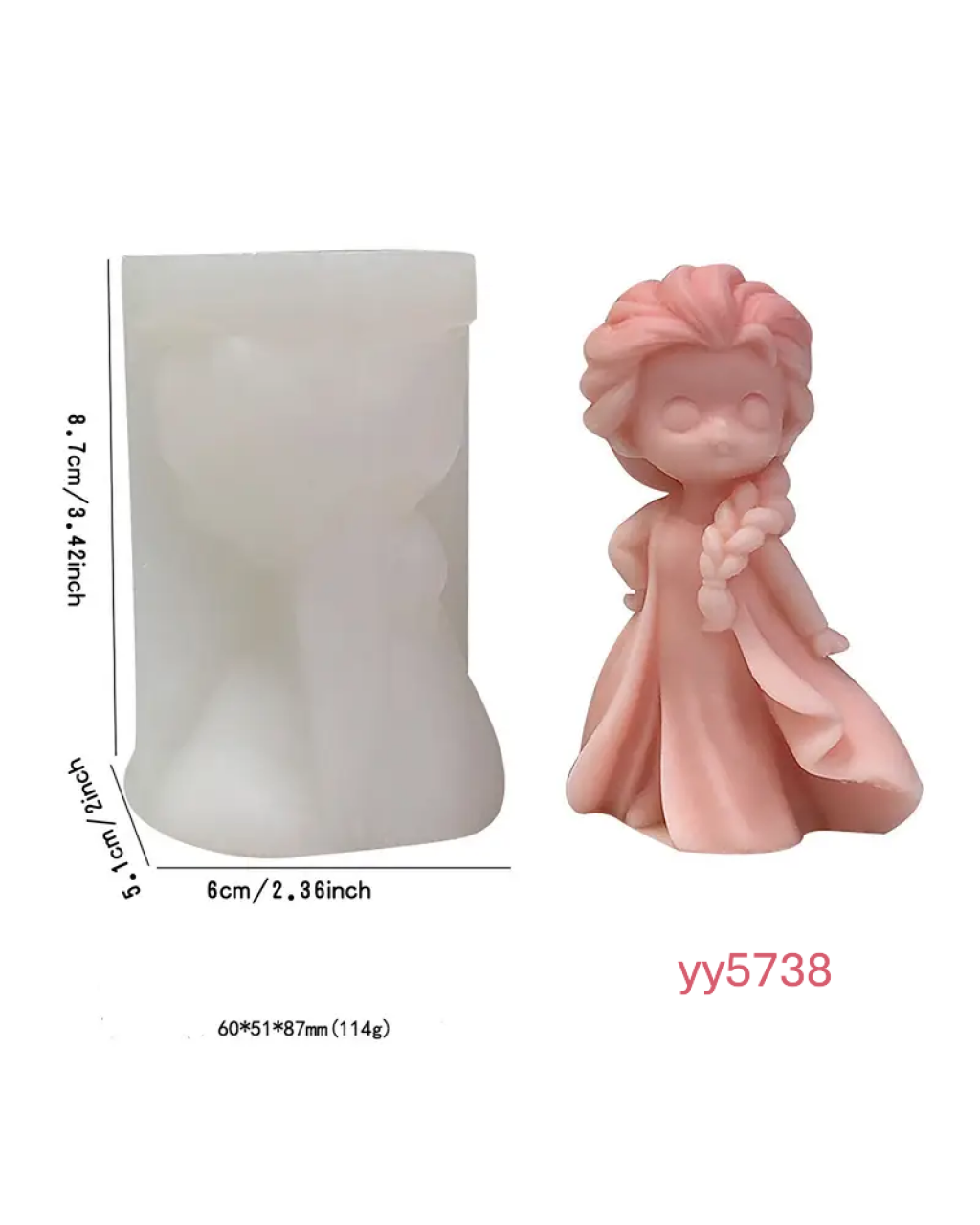  YY5738 Örgü Saçlı Pelerinli Kız Figürü Silikon Kalıp • El Yapımı Biblo ve Mum Kalıbı • Güçlü ve Masalsı Tasarım!