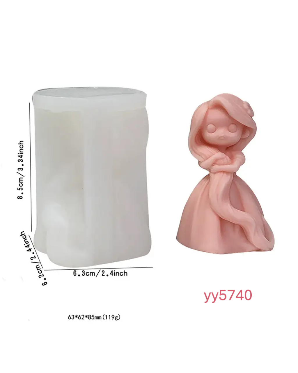  YY5740 Uzun Saçlarını Saran Kız Figürü Silikon Kalıp • El Yapımı Biblo ve Mum Kalıbı • Zarif ve Masalsı Dekoratif Tasarım!