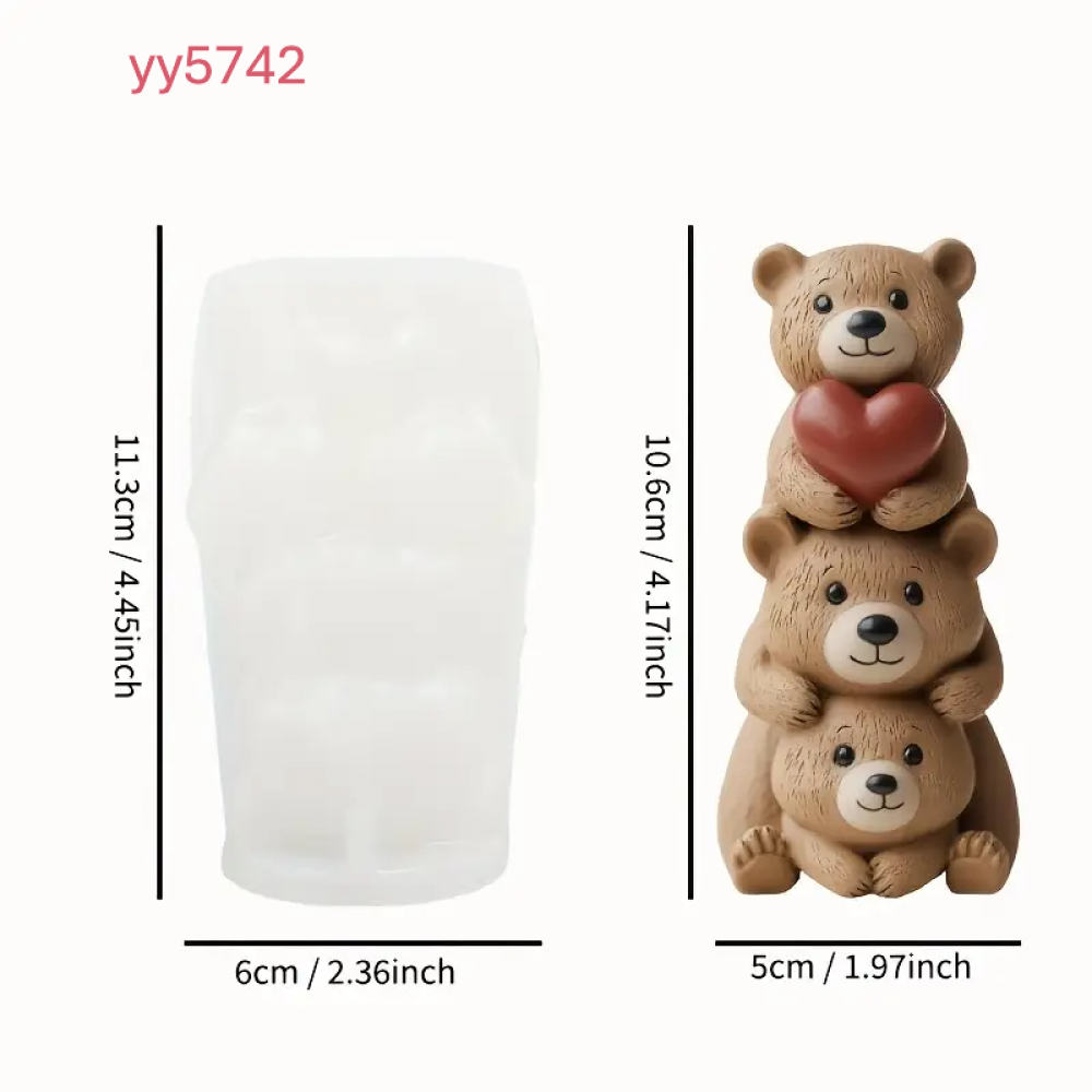  YY5742 Ayıcık Figürlü Biblo Silikon Kalıp - Sevimli ve Yaratıcı Dekoratif Biblo, Yaratıcı Hediye Seçeneği!