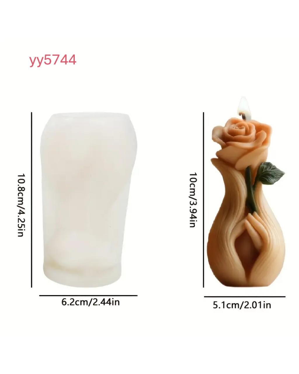  YY5744 Gül Figürlü Mum Silikon Kalıp - Zarif ve Şık Dekoratif Mum, Yaratıcı Hediye Seçeneği!