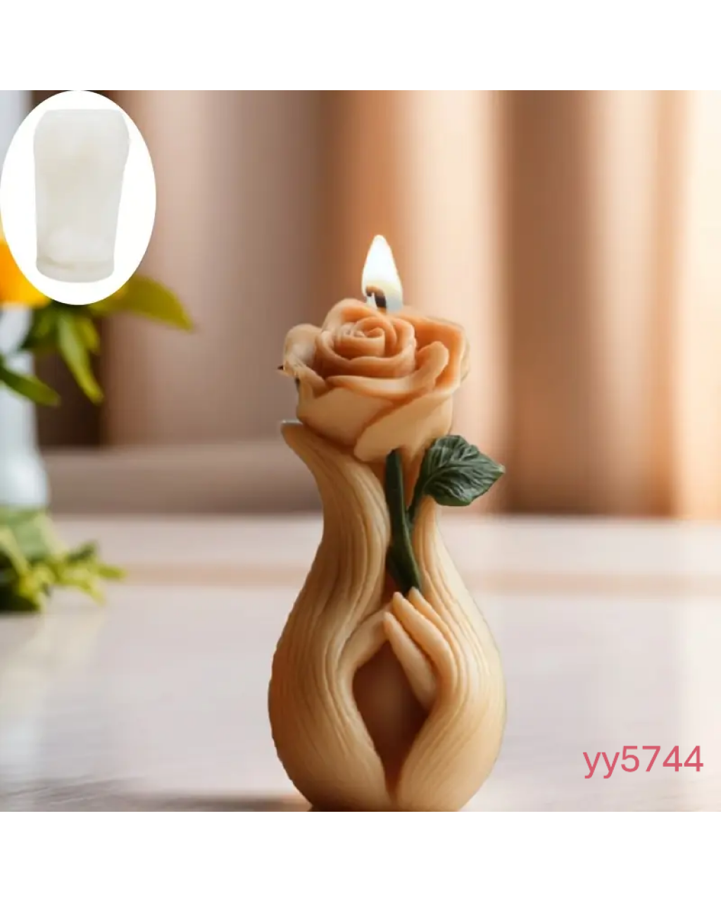  YY5744 Gül Figürlü Mum Silikon Kalıp - Zarif ve Şık Dekoratif Mum, Yaratıcı Hediye Seçeneği!