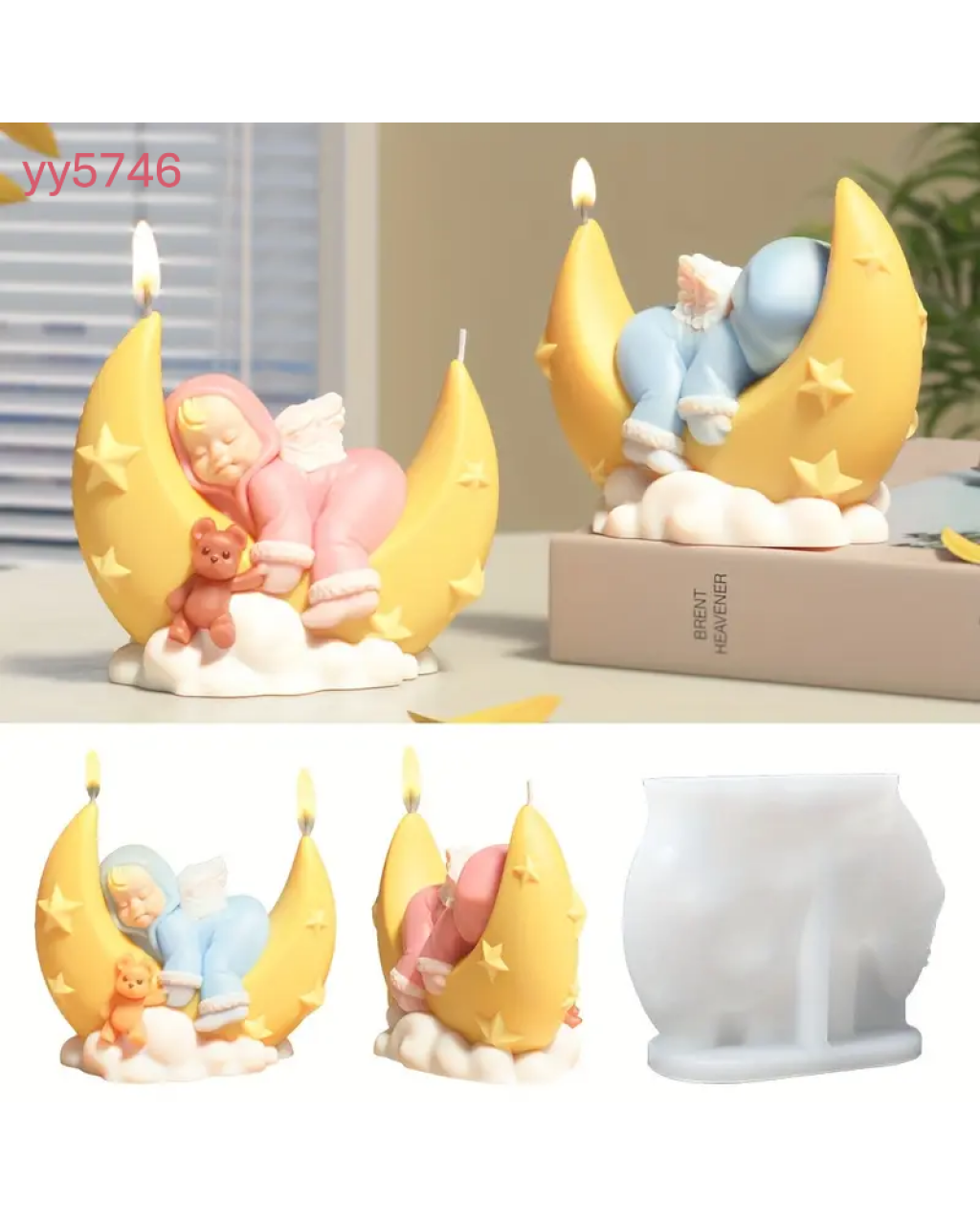 Ay Yataklı Bebek Mumluk Silikon Kalıp - Sevimli ve Yaratıcı Dekoratif Mum Kalıbı, Şirin Hediye Seçeneği!