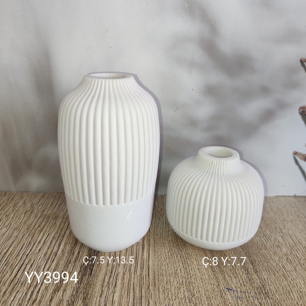 YY3994 Çizgili Vazo 2Li Takım