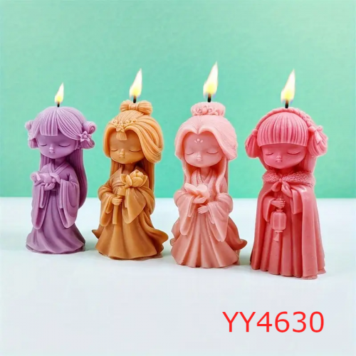 YY4630 - 4'lü Kızlar Mum Biblo Silikon Kalıp