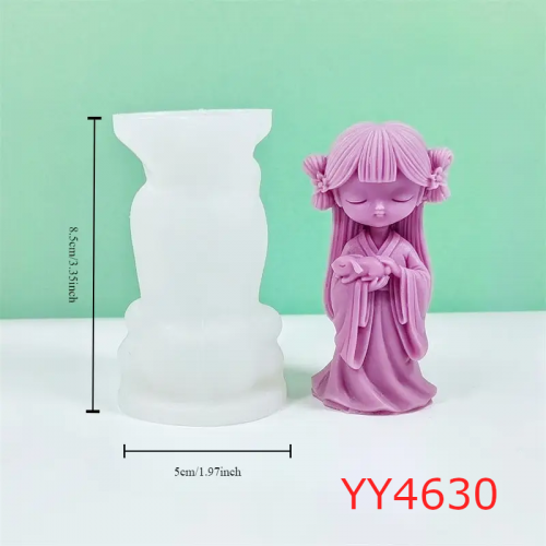 YY4630 - 4'lü Kızlar Mum Biblo Silikon Kalıp