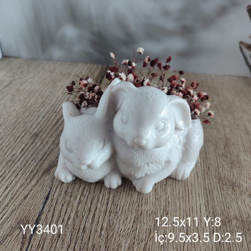 TAVŞAN FİGÜRLÜ SUKULENT SAKSI TAKI KUTUSU SİLİKON KALIP: ANNELER GÜNÜ'NDE SEVİMLİ VE ANLAMLI BİR HEDİYE!