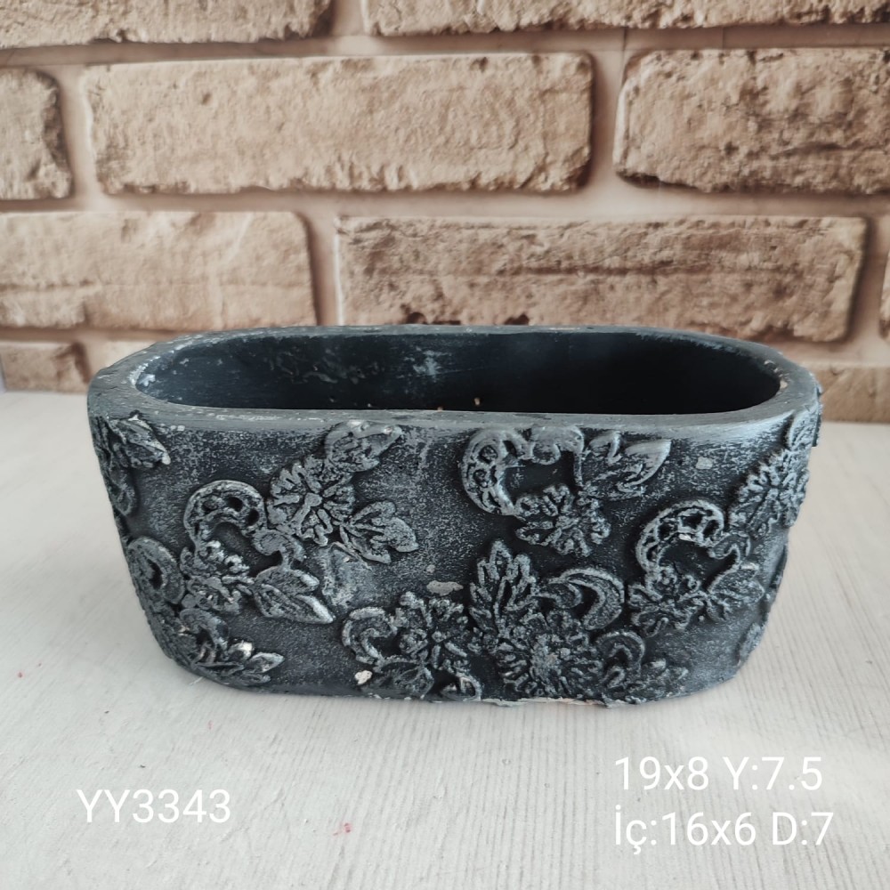 YY3343-Enli Saksı Çiçek Yaprak Desenli YY3343-Enli Saksı Çiçek Yaprak Desenli
