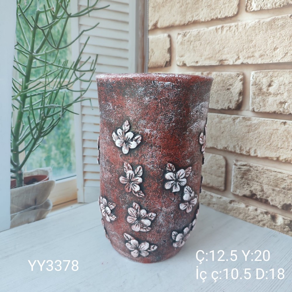 YY3378-Çiçekli Vazo Saksı 20Cm YY3378-Çiçekli Vazo Saksı 20Cm