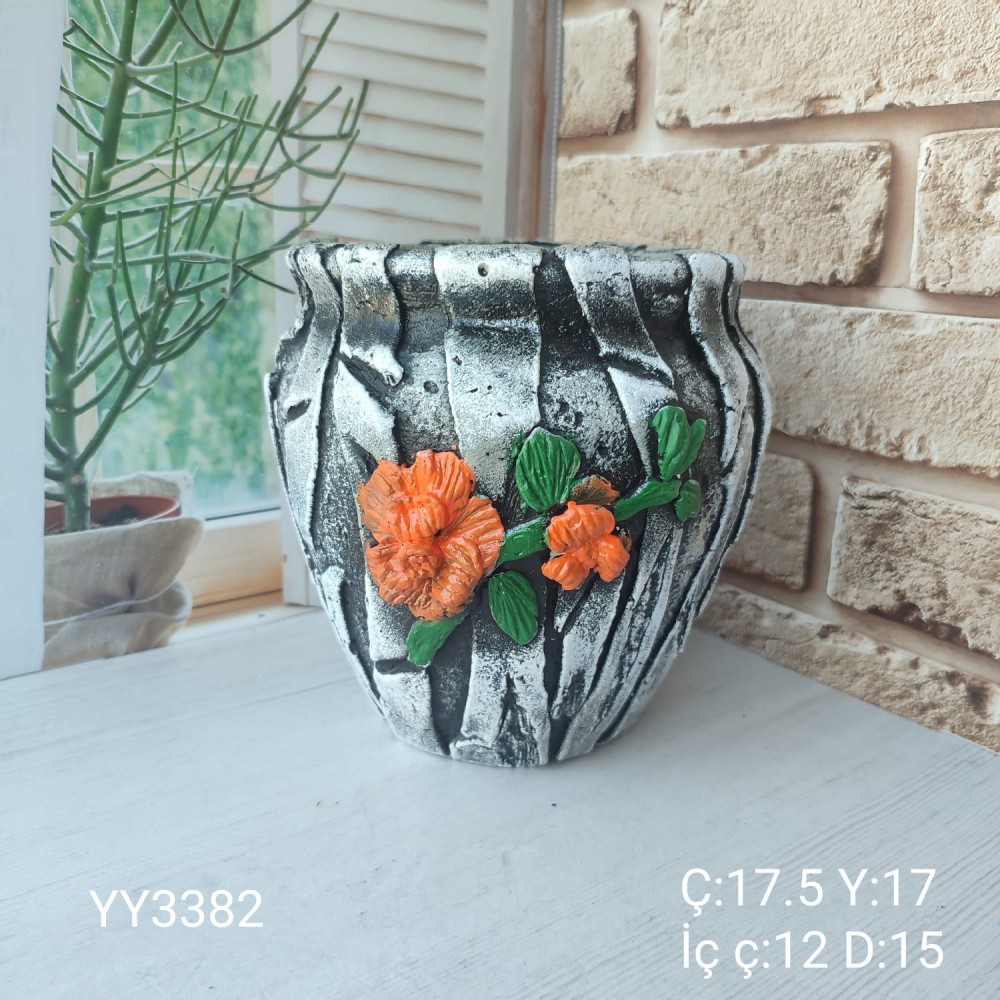 YY3382-Çiçekli Saksı Dikine Kemerli YY3382-Çiçekli Saksı Dikine Kemerli