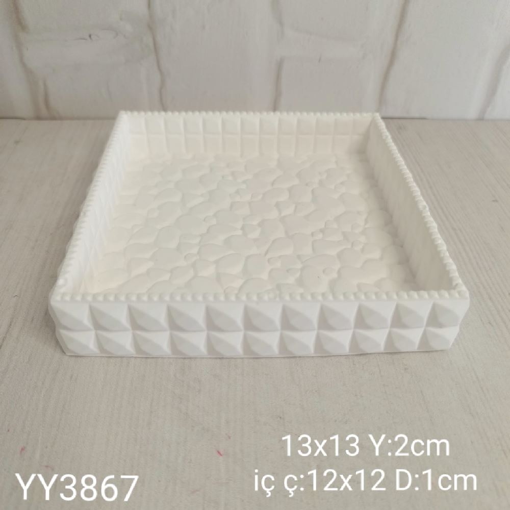 YY3867 - TAŞ DÖŞEMELİ KARE SUNUMLUK - SİLİKON KALIP 