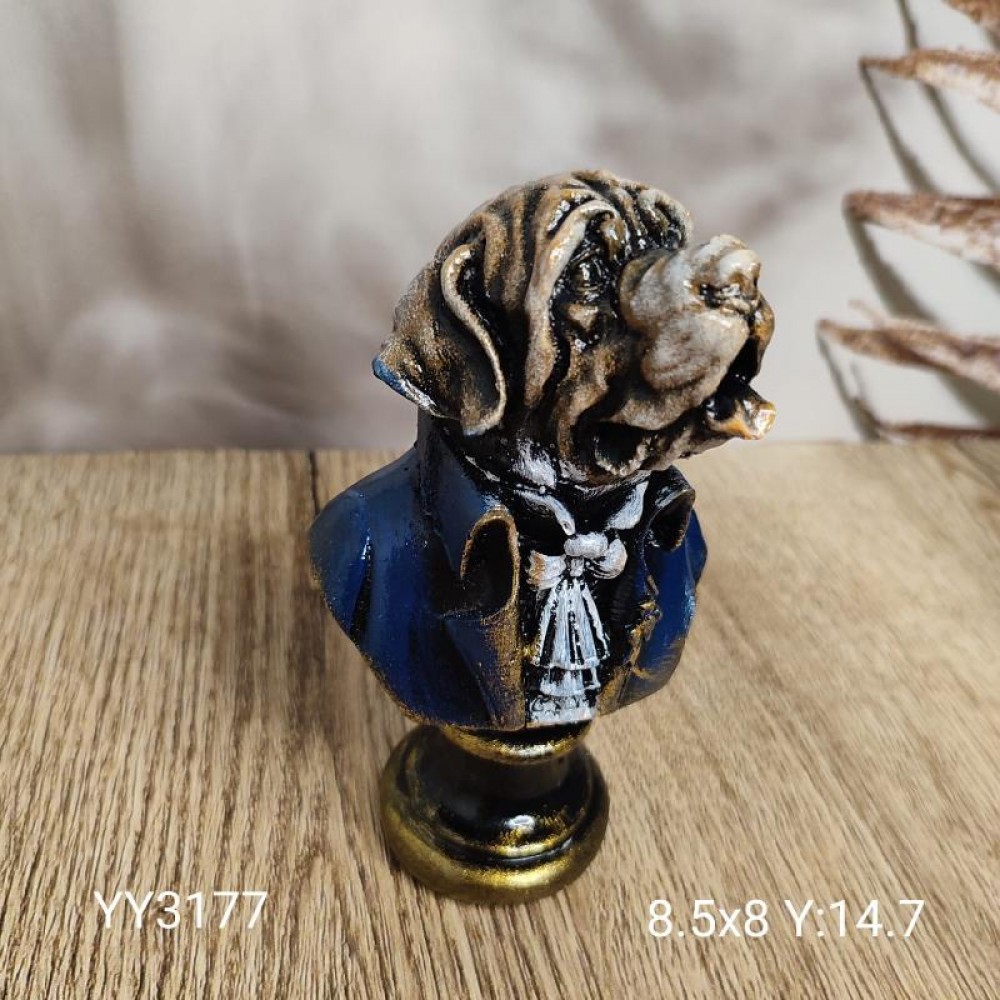 YY3177 Asil Kıyafetli Köpek Büstü Silikon Kalıp – Klasik ve Şık Dekoratif Hediye!