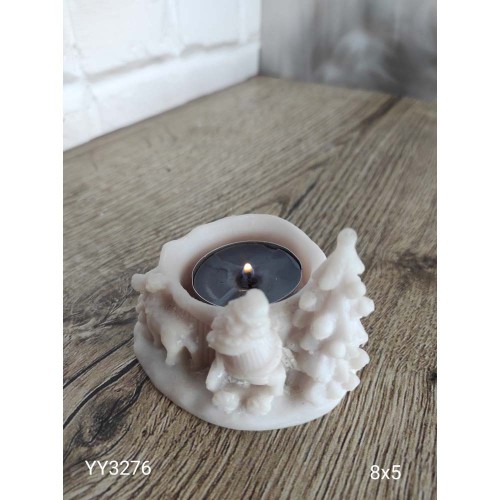 YY3276 Kardan Adam Çam Dekorlu Mumluk