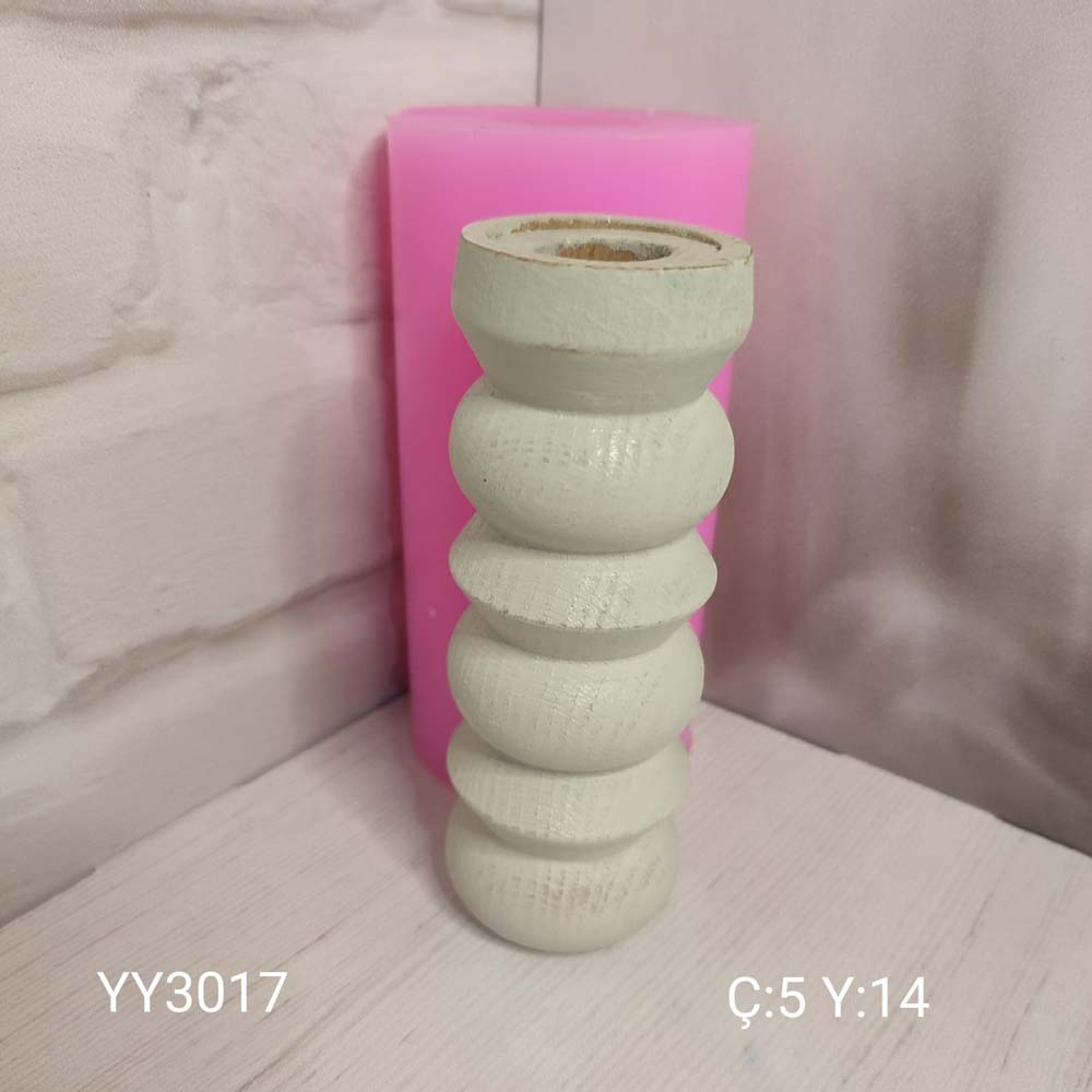 YY3017 Silindir Uzun Mumluk 6 Dilimli 14Cm 2 Dilimi Sivri