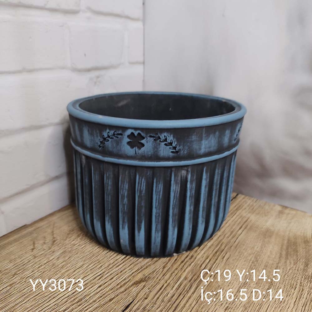 YY3073 Çizgili Yoncalı Saksı 19Cm