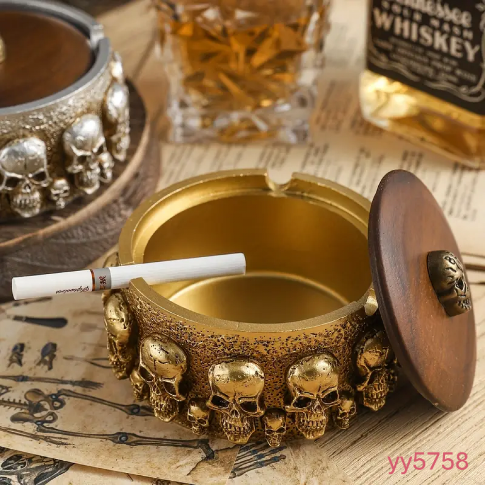  YY5758 Gotik Kafatası Figürlü Küllük ve Dekoratif Biblo - Yaratıcı ve Şık Tasarım, Farklı Hediye Seçeneği!