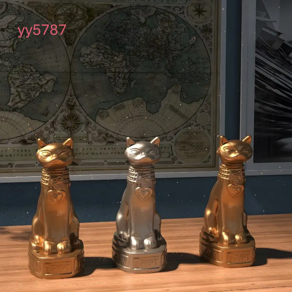  YY5787 Mısır Temalı Kedi Figürlü Dekoratif Obje Biblo Silikon Kalıp • El Yapımı Tarihi Tasarım ve Hediye Seçeneği!