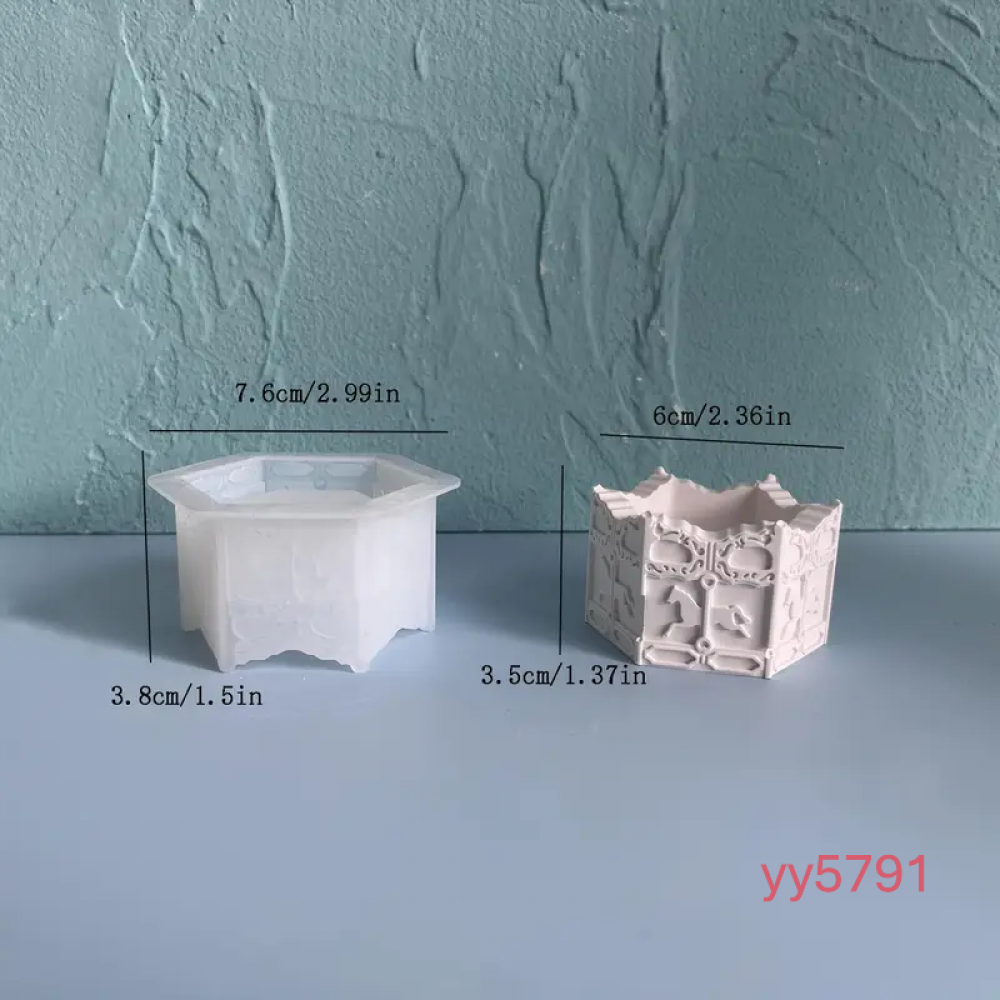  YY5791 Vintage Atlı Karınca Desenli Altıgen Mumluk Silikon Kalıp • El Yapımı Romantik Dekor ve Hediye Seçeneği!