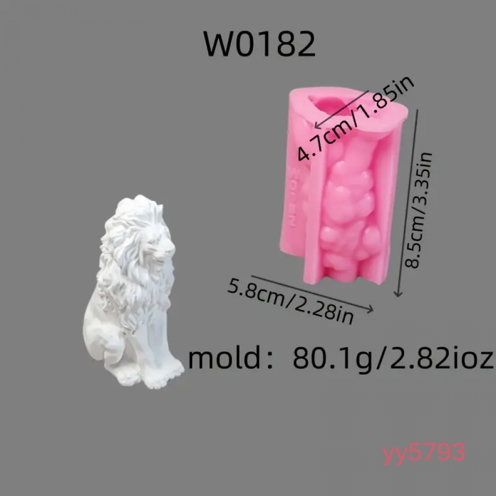  YY5793 Aslan Figürlü Dekoratif Obje ve Mum Silikon Kalıp • El Yapımı Güç Sembolü Tasarım ve Hediye Seçeneği!