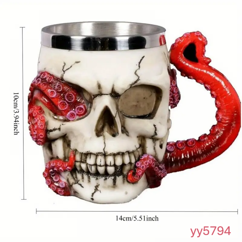  YY5794 Kafatası ve Ahtapot Figürlü Kupa Tasarımı Silikon Kalıp • El Yapımı Gotik Tasarım ve Anlamlı Hediye Seçeneği!