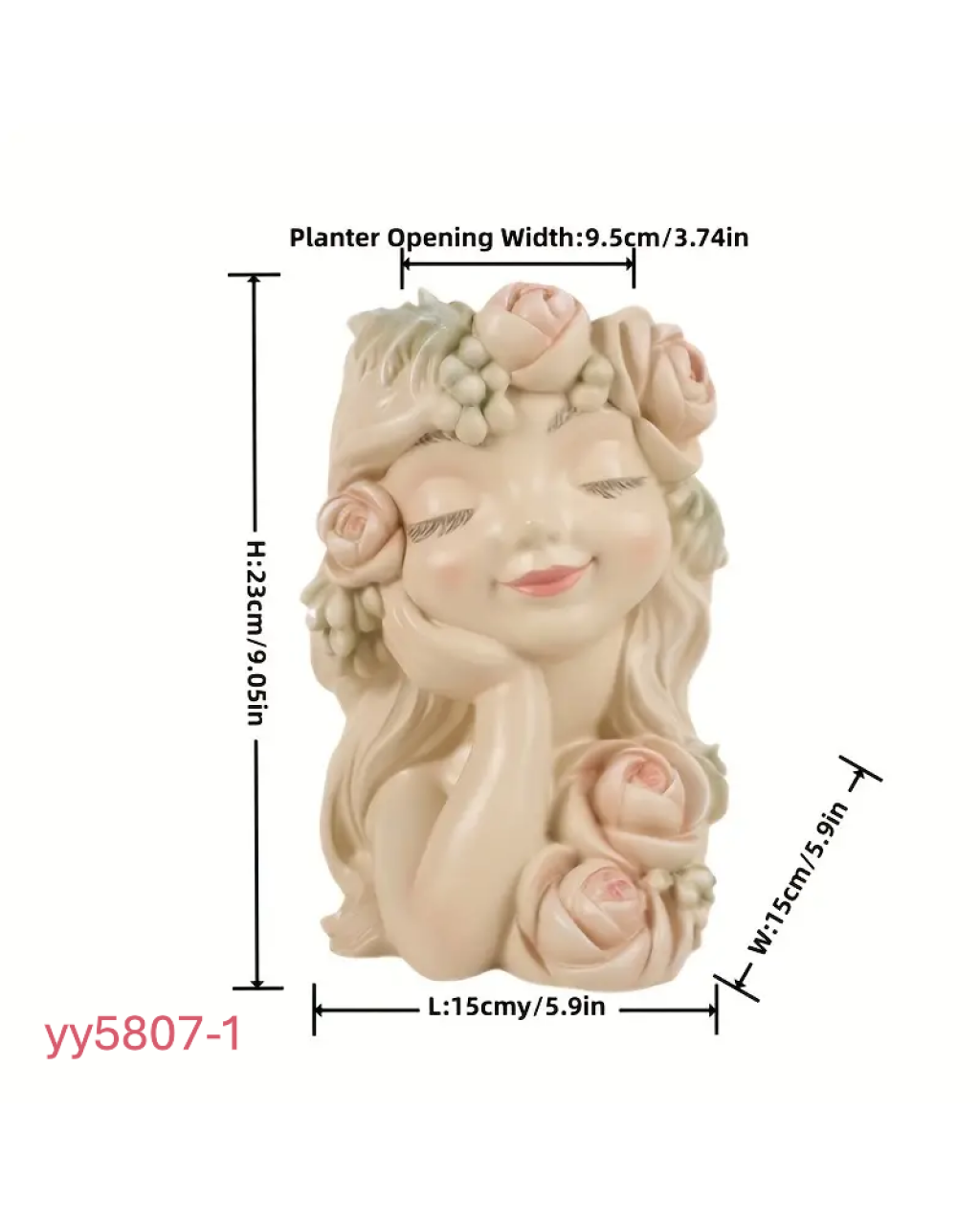 Çiçek Taçlı Kız Figürlü Sukulent Saksı Kalıbı • El Yapımı Romantik Tasarım ve Özel Günler için Hediye Seçeneği!