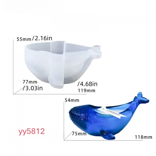 yy5812-Balina Figürlü Mumluk Silikon Kalıp 