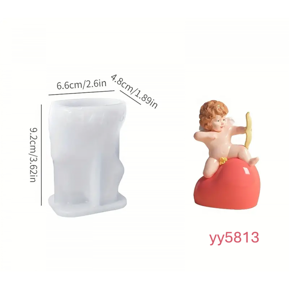  YY5813 Okçu Melek Figürlü Dekoratif Mum Silikon Kalıp • El Yapımı Romantik Tasarım ve Özel Günler için Hediye Seçeneği!