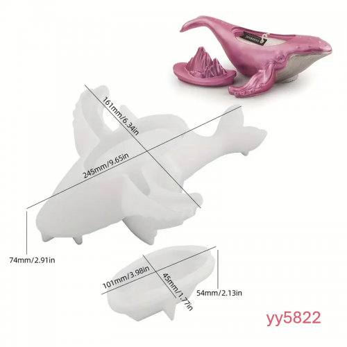 yy5822-Balina Figürlü Mumluk Silikon Kalıp