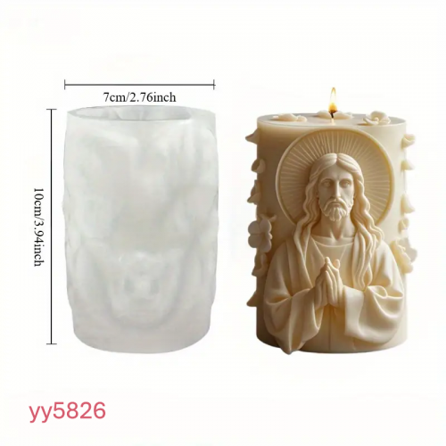 İsa Figürlü Silindir Mum Kalıbı • El Yapımı Dini Temalı Tasarım ve Özel Günler için Hediye Seçeneği!