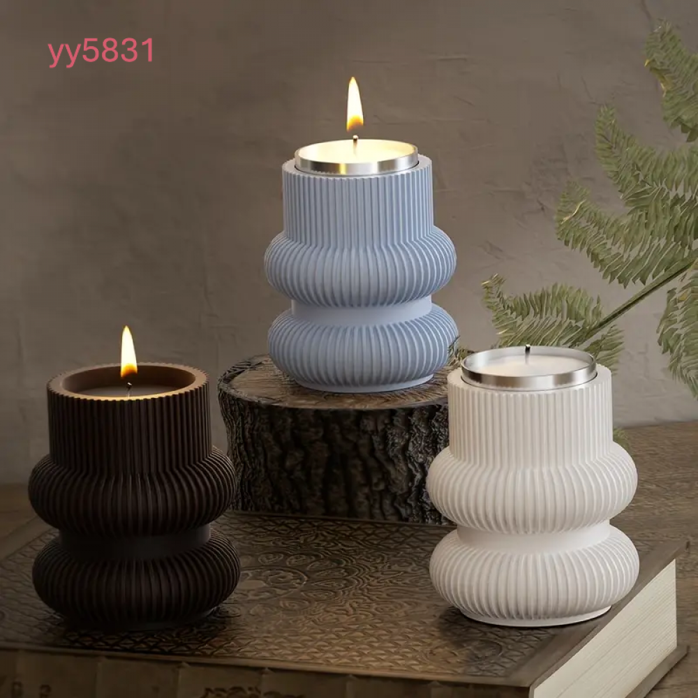 YY5831 Modern Spiral Desenli Mumluk Silikon Kalıp • El Yapımı Minimalist Tasarım ve Özel Günler için Hediye Seçeneği!