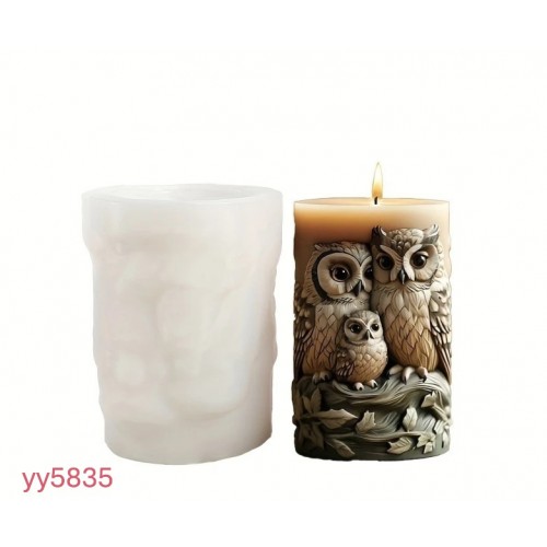 Baykuş Ailesi Temalı Silikon Kalıp • El Yapımı Mum ve Dekoratif Figür Üretimi için Özel Tasarım!