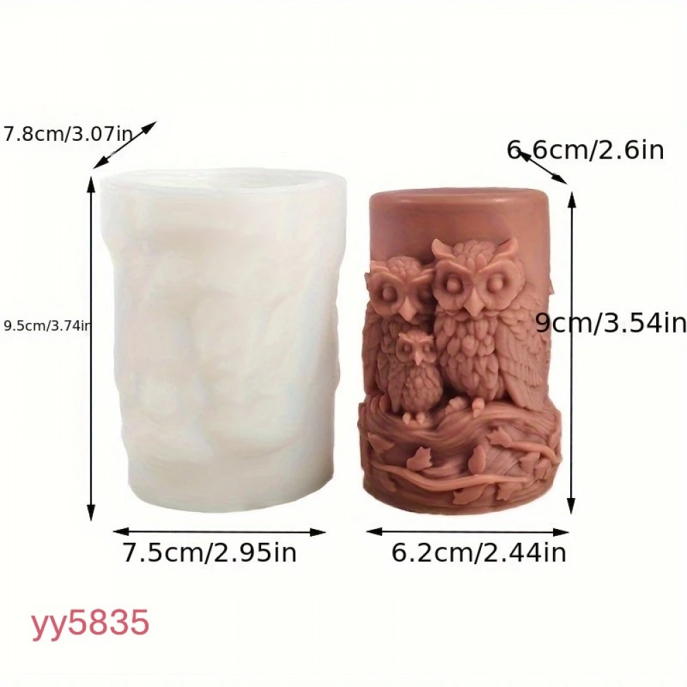 YY5835 Baykuş Ailesi Temalı Silikon Kalıp • El Yapımı Mum ve Dekoratif Figür Üretimi için Özel Tasarım!
