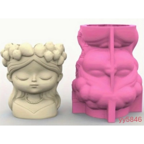 Çilek Taçlı Kız Figürlü Sukulent Saksı Silikon Kalıp • El Yapımı Saksı Tasarımı ve Hediye Seçeneği!