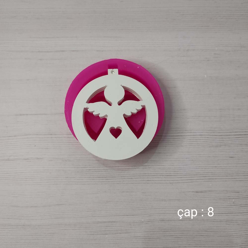 YY0008 Askılıklı Daire İçinde Melek Silikon Kalıp